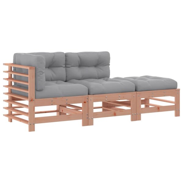 vidaXL Salon de jardin 3 Pièces avec coussins bois massif douglas