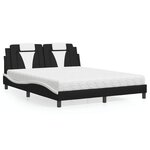 vidaXL Lit avec matelas noir et blanc 160x200 cm similicuir