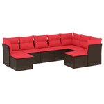 vidaXL Salon de jardin avec coussins 9 Pièces marron résine tressée
