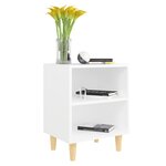 vidaXL Table de chevet avec pieds en bois massif Blanc 40x30x50 cm