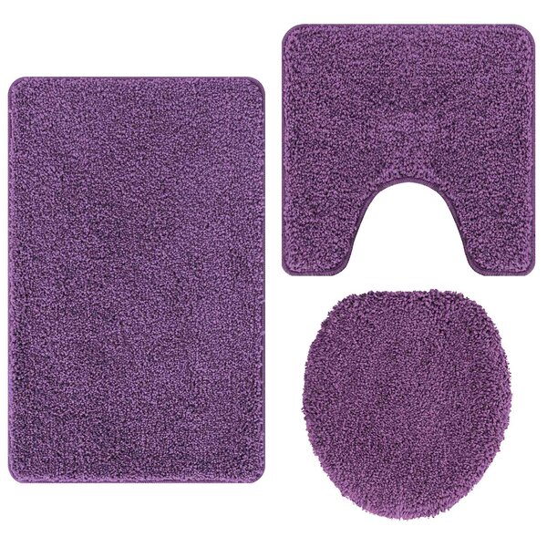 vidaXL Ensemble de tapis de bain antidérapants 3 Pièces Violet PP