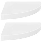 vidaXL Étagères d'angle flottantes 2Pièces blanc brillant 35x35x3 8cm MDF