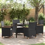 vidaXL Ensemble de salle à manger pour jardin 5 Pièces Noir polyrotin