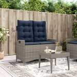 vidaXL Banc inclinable de jardin avec coussins gris résine tressée