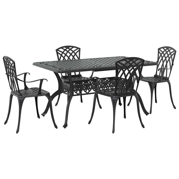 vidaXL Ensemble de salle à manger pour jardin 5 Pièces Noir Aluminium