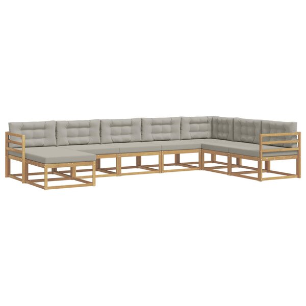 vidaXL Ensemble de canapés d'extérieur 8 Pièces Blanc et gris clair