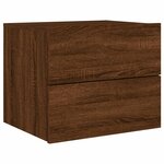 vidaXL Tables de chevet murales avec lumières LED 2 Pièces chêne marron