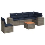 vidaXL Salon de jardin 7 Pièces avec coussins gris résine tressée