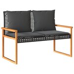 vidaXL Banc de jardin avec coussin noir résine tressée et acacia