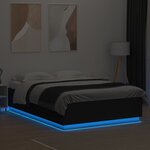 vidaXL Cadre de lit avec lumières LED noir 160x200cm bois d'ingénierie