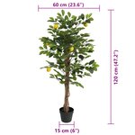 vidaXL Citronnier artificiel avec 3 troncs vert 120 cm PP