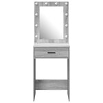 Table de maquillage vidaXL avec lumières LED Gris Sonoma 50x41x135 cm