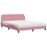 vidaXL Lit avec matelas Dover rose 160x200 cm velours