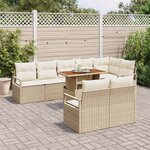vidaXL Ensemble de canapé de jardin 9 Pièces Beige Poly rotin