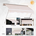 Store banne manuel inclinaison réglable aluminium polyester imperméabilisé 70L x 120l cm beige