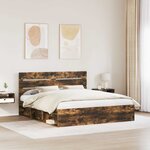 vidaXL Cadre de lit Chêne fumé 180 x 200 cm Bois de pin massif