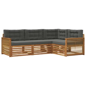 vidaXL Ensemble de canapés d'extérieur 4 pc Naturel et Anthracite