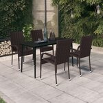 vidaXL Ensemble de salle à manger de jardin 5 Pièces Marron et noir