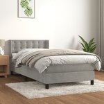 vidaXL Sommier à lattes de lit et matelas Gris clair 90x200 cm Velours