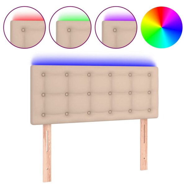 vidaXL Tête de lit à LED Cappuccino 90x5x78/88 cm Similicuir