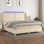 vidaXL Sommier à lattes de lit matelas et LED Crème 200x200 cm Tissu