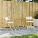 vidaXL Ensemble de bistro pliante 3 Pièces et coussins blanc crème bambou