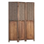 Paravent 3 pans en bois rotin marron