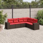 vidaXL Salon de jardin 6 Pièces avec coussins marron résine tressée