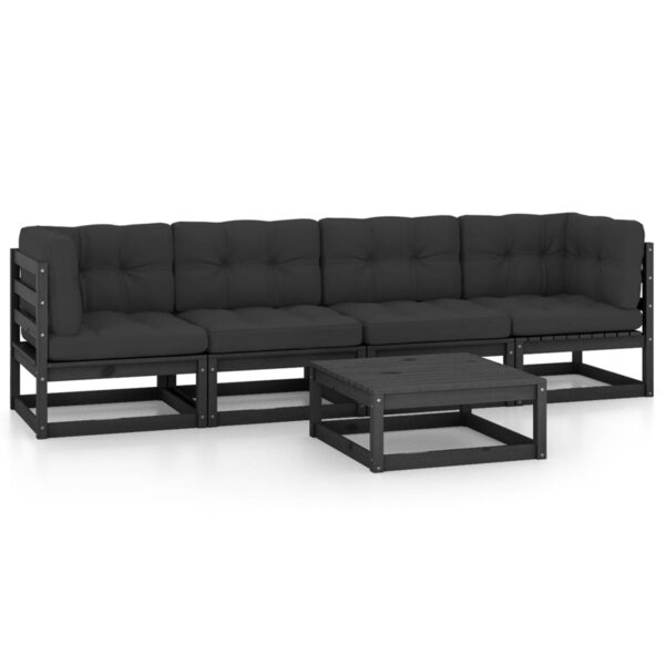 vidaXL Salon de jardin 5 Pièces avec coussins Bois de pin massif