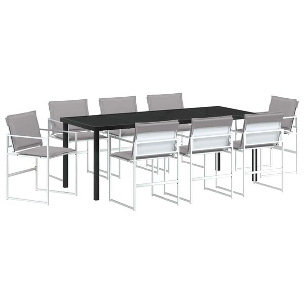 vidaXL Ensemble de salle à manger pour jardin 9 Pièces Blanc
