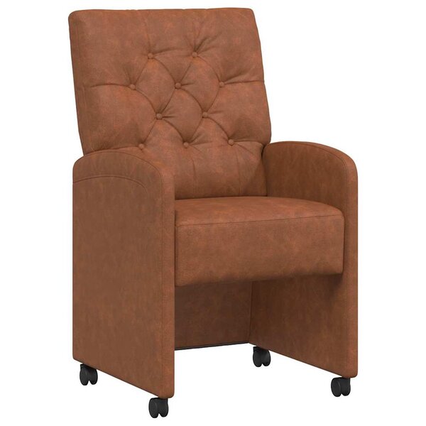 vidaXL Chaises de Salle à Manger avec Roues 2 pc Faux cuir Marron