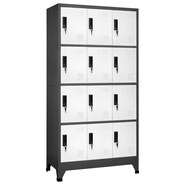 vidaXL Armoire à casiers Anthracite et blanc 90x45x180 cm Acier