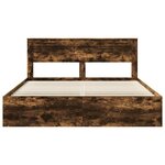 vidaXL Cadre de lit Chêne fumé 180 x 200 cm Bois de pin massif