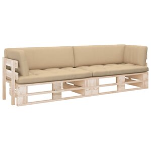 vidaXL Canapé palette 2 places avec coussins Bois de pin imprégné