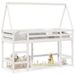 vidaXL Lit superposé et échelle et toit blanc 80x200cm bois pin massif