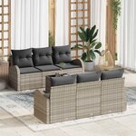 vidaXL Ensemble de canapé de jardin 7 Pièces Gris clair 55 x 55 x 37 cm