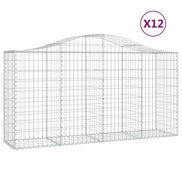 vidaXL Paniers à gabions arqués 12 Pièces 200x50x100/120 cm fer galvanisé