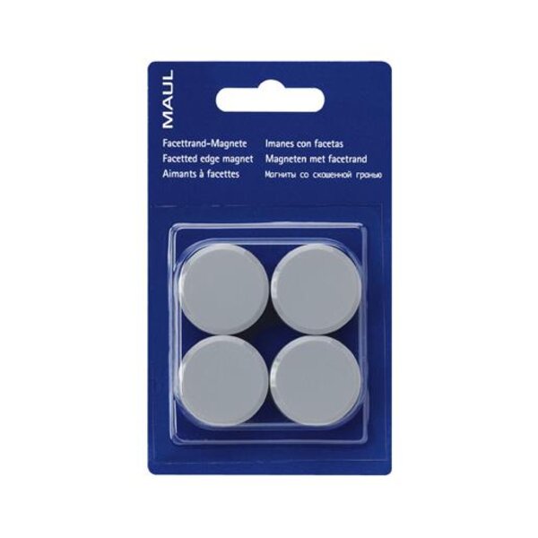 Blister de 4 Aimants ronds MAULpro 30 mm Puiss. 0 6 kg Gris MAUL