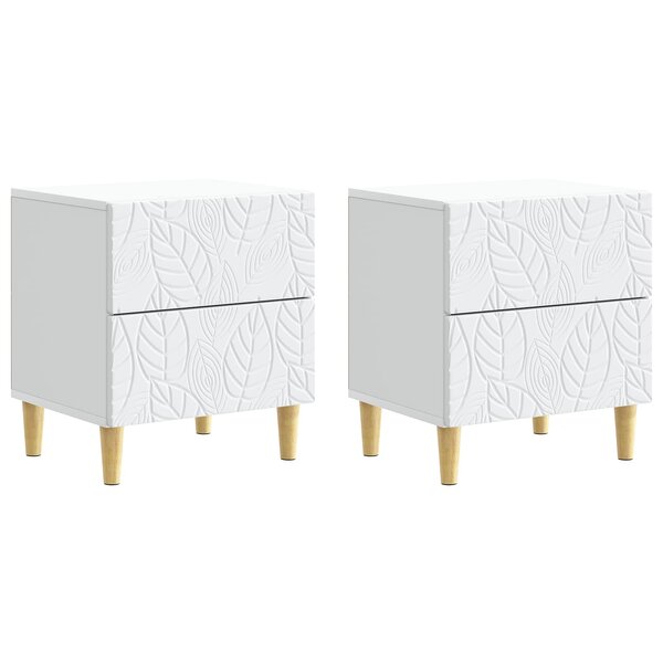 vidaXL Table de chevet 2 pc Blanc 43 x 34 5 x 48 cm Bois d'ingénierie