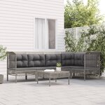 vidaXL Salon de jardin 6 Pièces avec coussins Gris Résine tressée