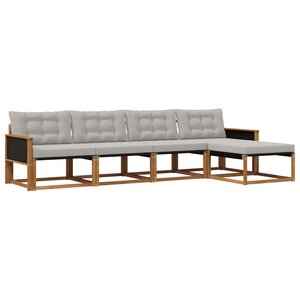 vidaXL Ensemble de canapés d'extérieur 5 pc Naturel et gris clair