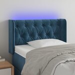 vidaXL Tête de lit à LED Bleu foncé 83x16x78/88 cm Velours