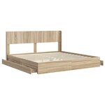 vidaXL Cadre de lit avec rangement et tête de lit Chêne Sonoma