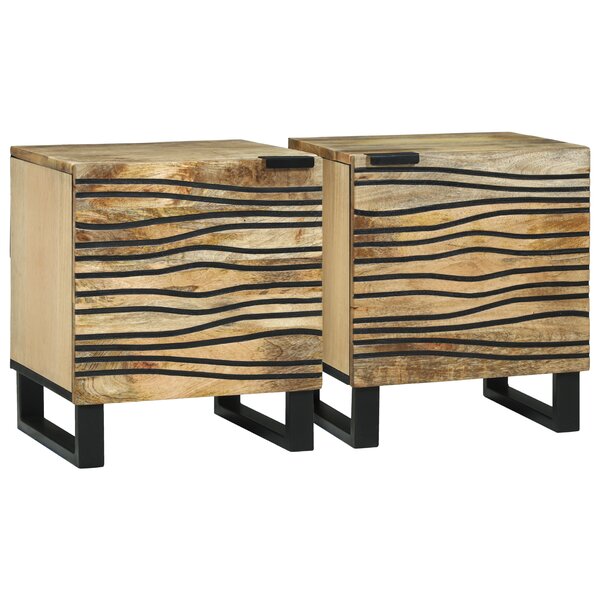 vidaXL Tablettes de Chevet - 2 Pièces  40x33.5x46 cm  Bois de Mangue Massif
