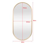Miroir mural ovale 40 x 80 cm doré 03_0007955