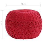 vidaXL Pouf Velours de coton Design de sarrau 40 x 30 cm Rouge