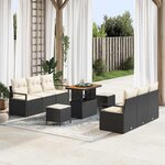 vidaXL Ensemble de canapé de jardin 9 Pièces Noir Poly rotin