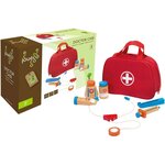 Johntoy 80037 - Jouéco Mallette de médecin avec accessoires en bois 8 pièces