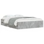 vidaXL Cadre de lit avec tiroirs sans matelas gris béton 120x190 cm