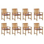 vidaXL Chaises de jardin avec coussins lot de 8 Bois d'acacia solide